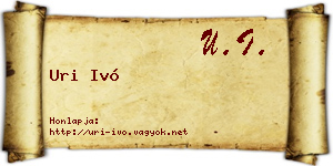 Uri Ivó névjegykártya